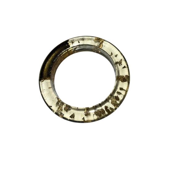 Iris Apfel & Bajalia Artisan Clear Resin Bangle Bracelet Gold Foil Flakes Accent - Picture 1 of 6